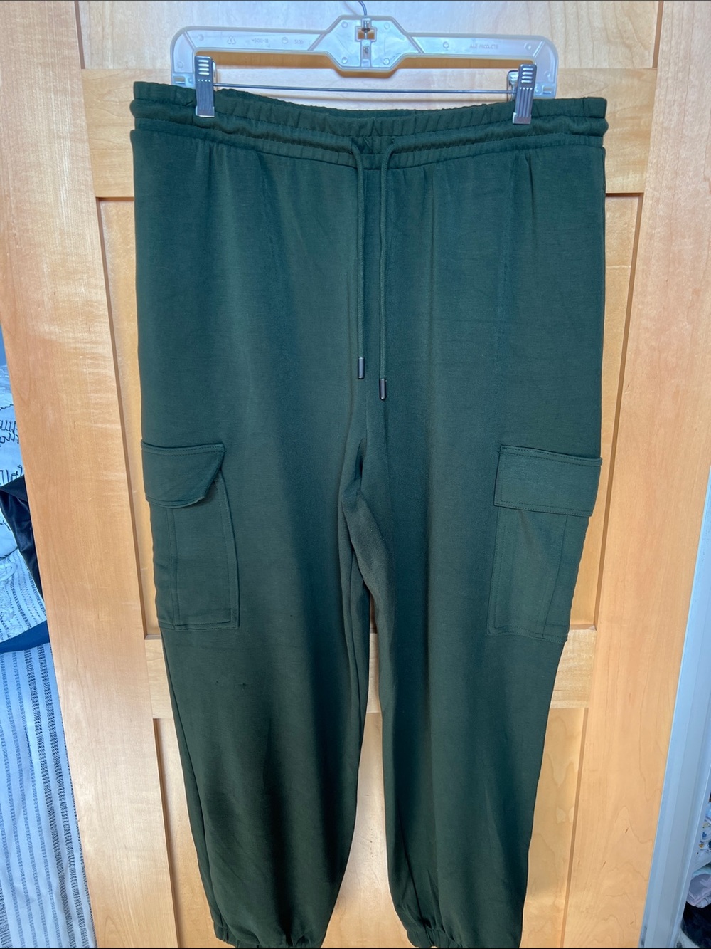 Olive Green Cargo Jogger Pants - Casual Drawstring Waist